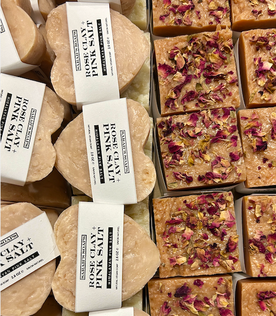 ROSE CLAY + PINK SALT soap hearts